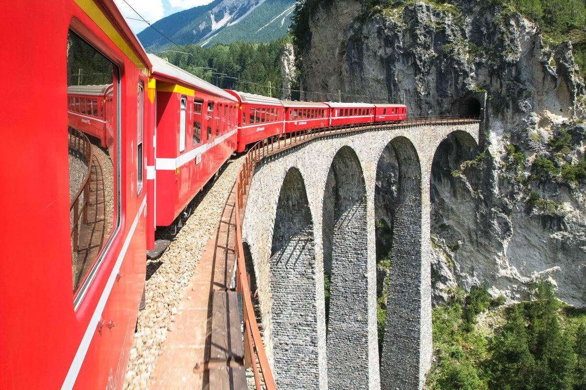 Train service on the 122-kilometre Bernina Express line in Switzerland began in 1910, running from Chur via St. Moritz to Tirano in Italy - © fotoember / Fotolia