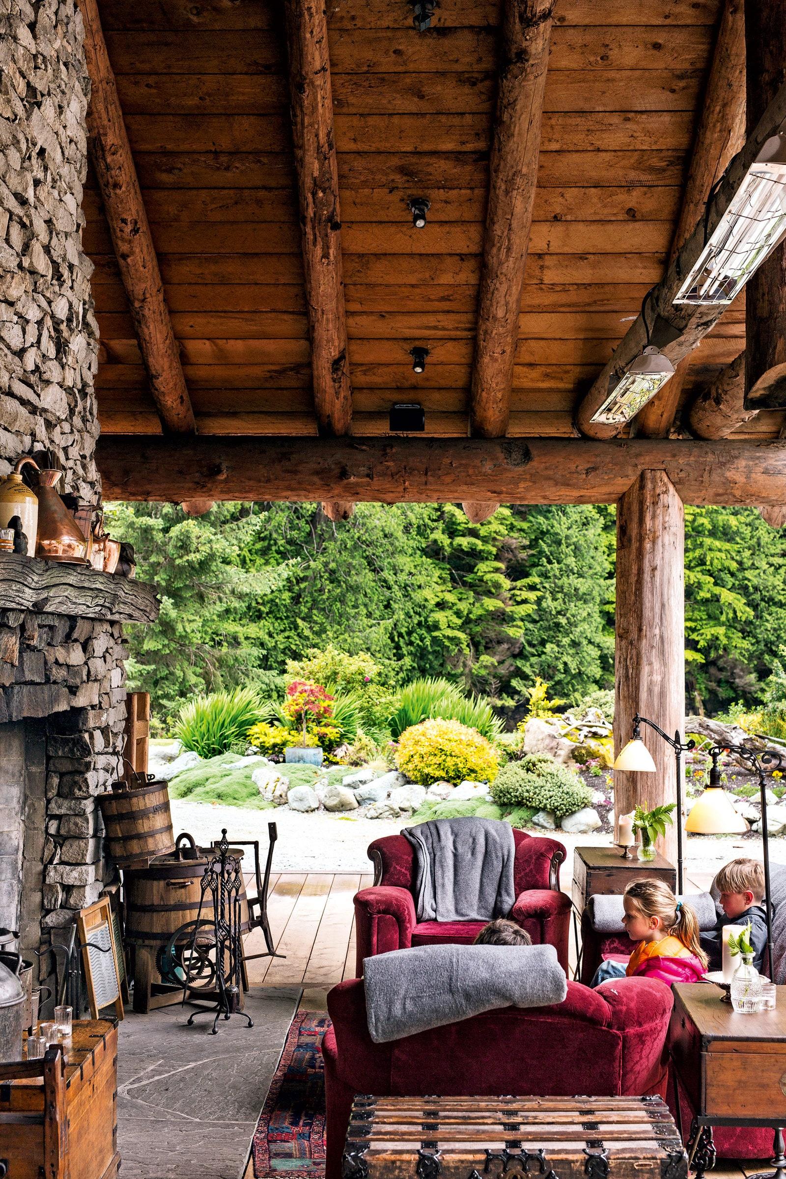 An opensided seating area at Clayoquot Wilderness Resort