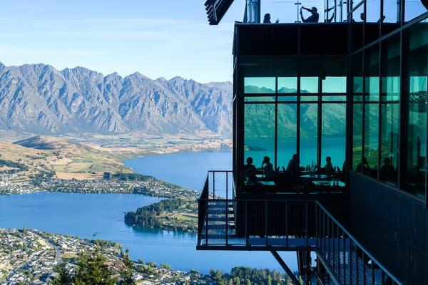 A view of Queenstown, on the shores of Lake Wakatipu, from the top of Bob’s Peak.