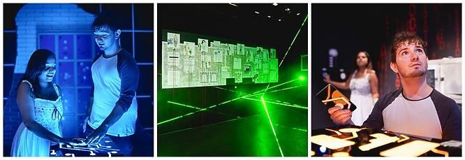 Two people trying to crack the game at the immersive experience Mind of Moriarty 